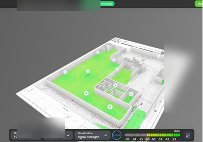 Ekahau Pro 3D predictive Wi-Fi heatmap, customer details blurred